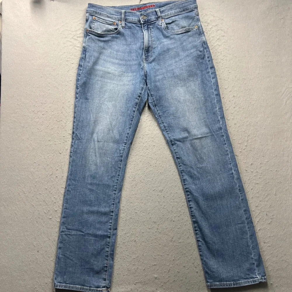Lucky Brand 223 Straight Jeans Mens 34x34 Blue Medium Wash Stretch Denim 2378